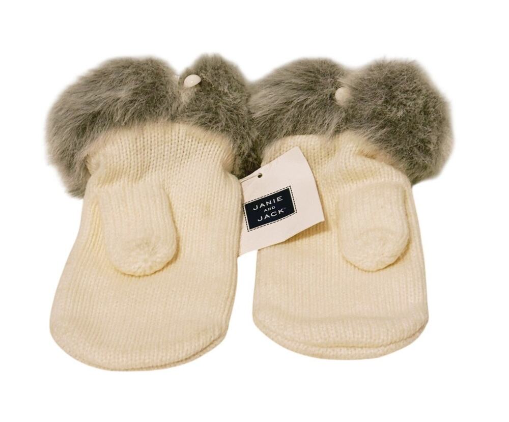 NWT Janie & Jack Toddler Child Fur Lined Mittens Age 4-5 years Winter Cozy Warm